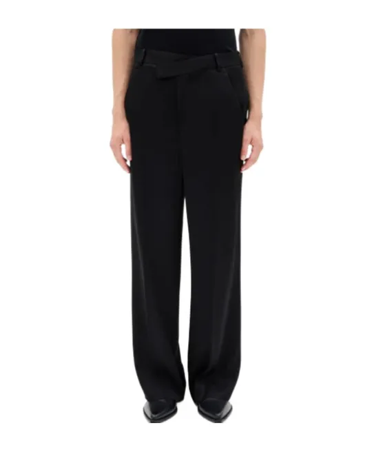 Cyrus Asymmetric Waistband Wide Leg Trousers