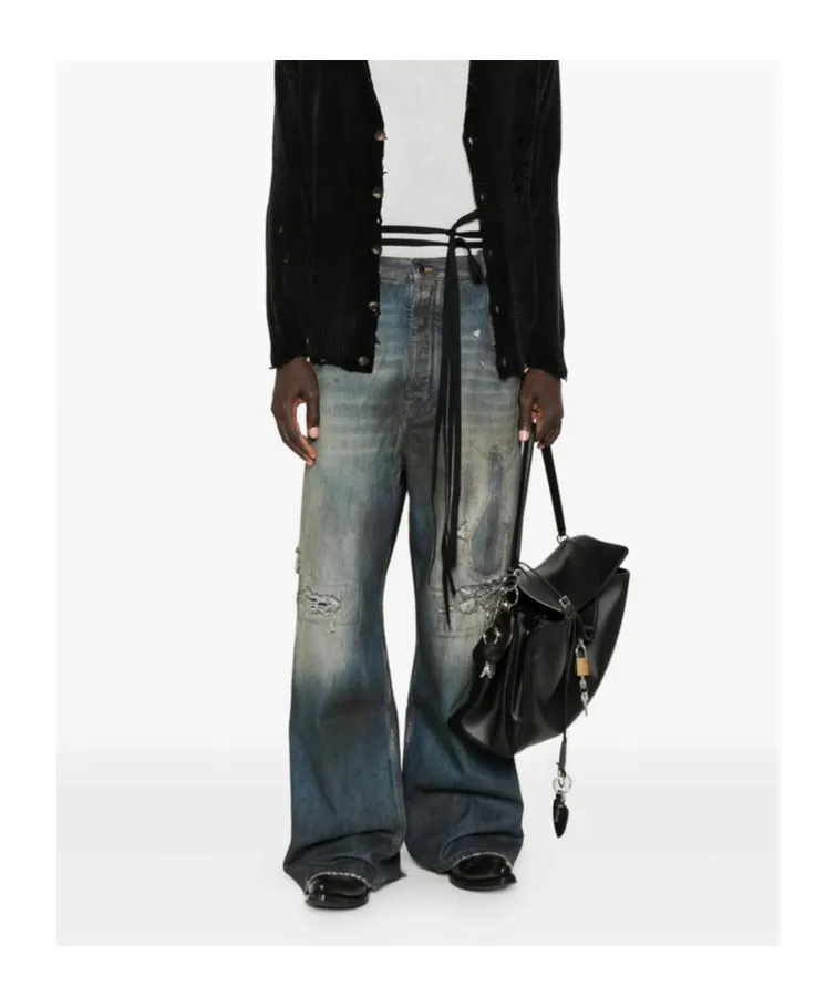 Distressed Panelled Jeans