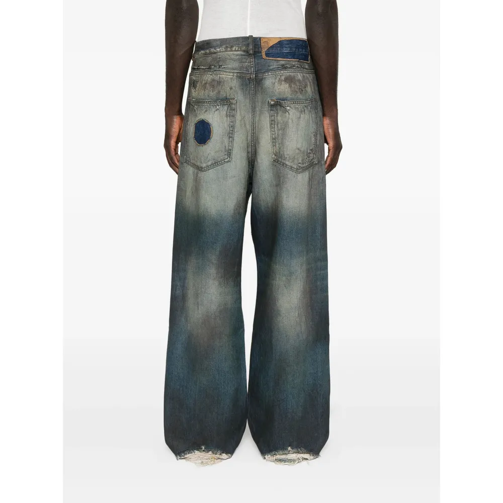 Distressed Panelled Jeans