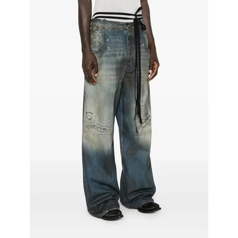 Distressed Panelled Jeans
