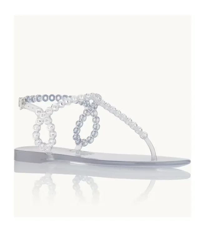 Almost Bare Embellished Jelly Flat Sandals