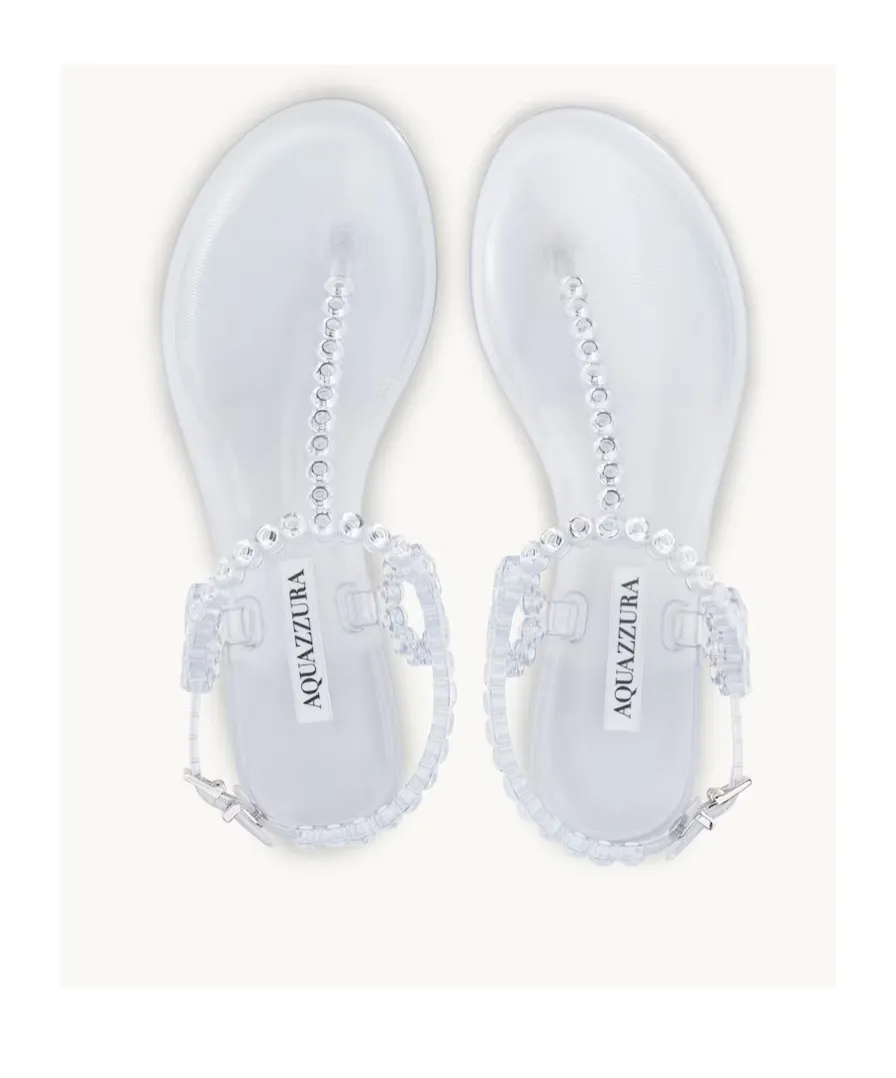 Almost Bare Embellished Jelly Flat Sandals