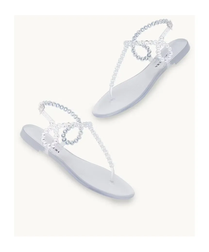 Almost Bare Embellished Jelly Flat Sandals
