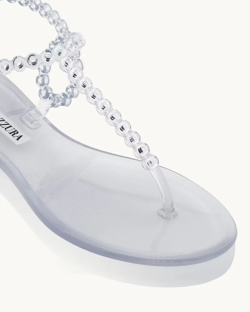 Almost Bare Embellished Jelly Flat Sandals