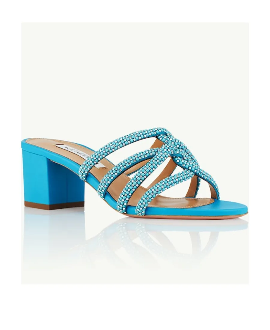 Crystal-Embellished Leather Mules 60Mm