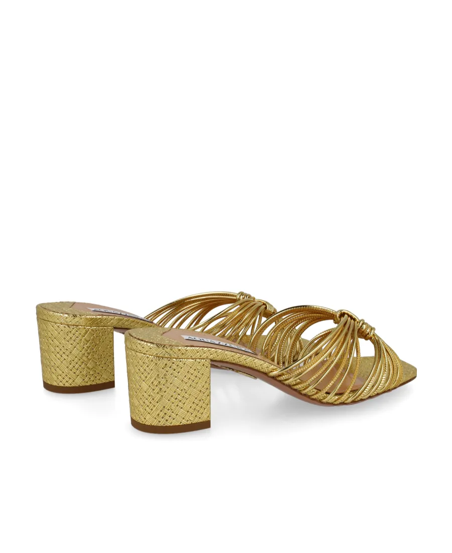 60Mm Knot-Detail Metallic Mules