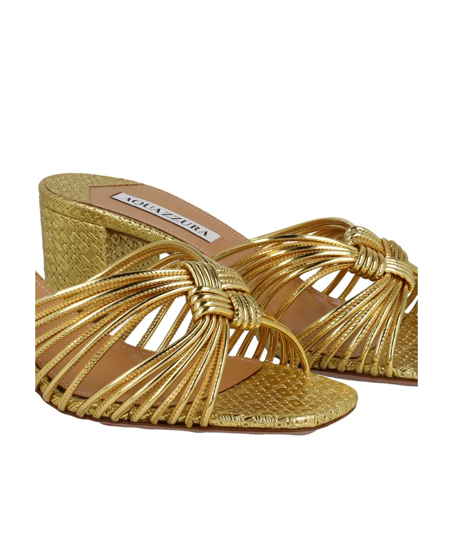 60Mm Knot-Detail Metallic Mules