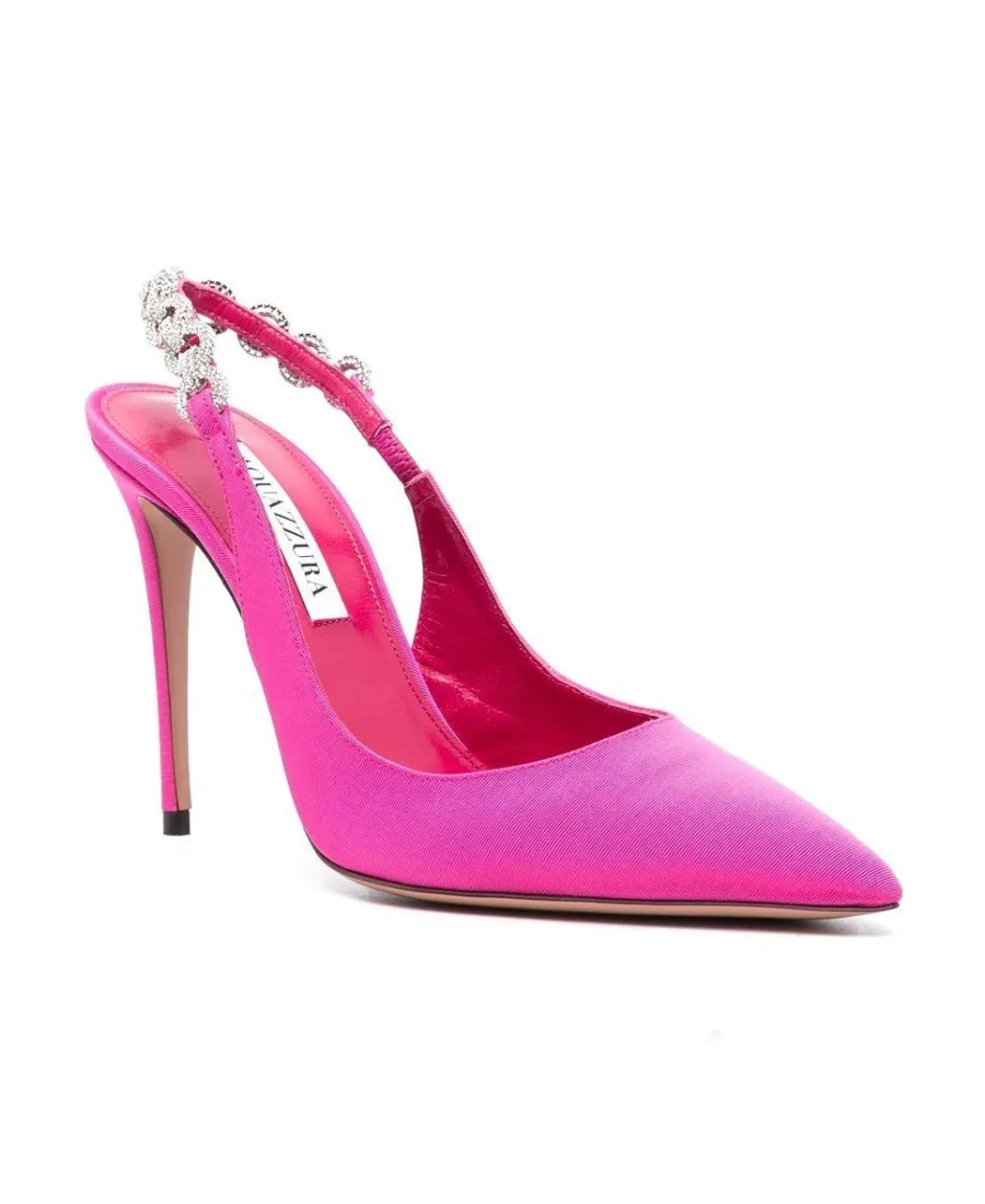 Slingback Pumps With Crystal Chain