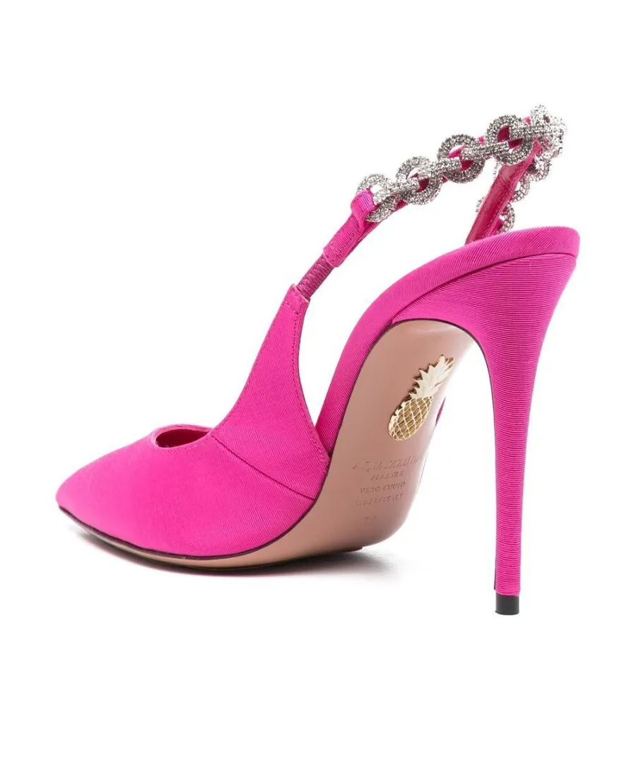 Slingback Pumps With Crystal Chain