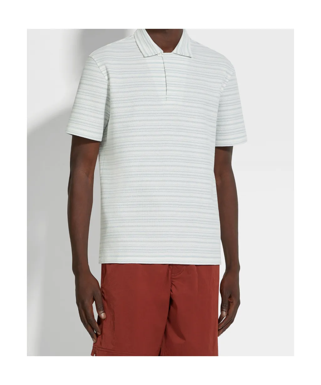 Striped Short-Sleeved Polo Shirt