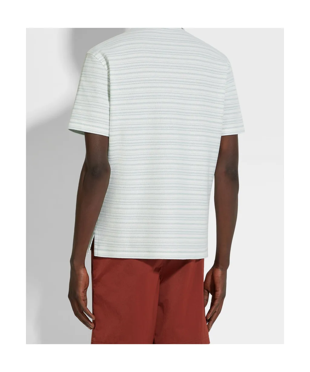 Striped Short-Sleeved Polo Shirt