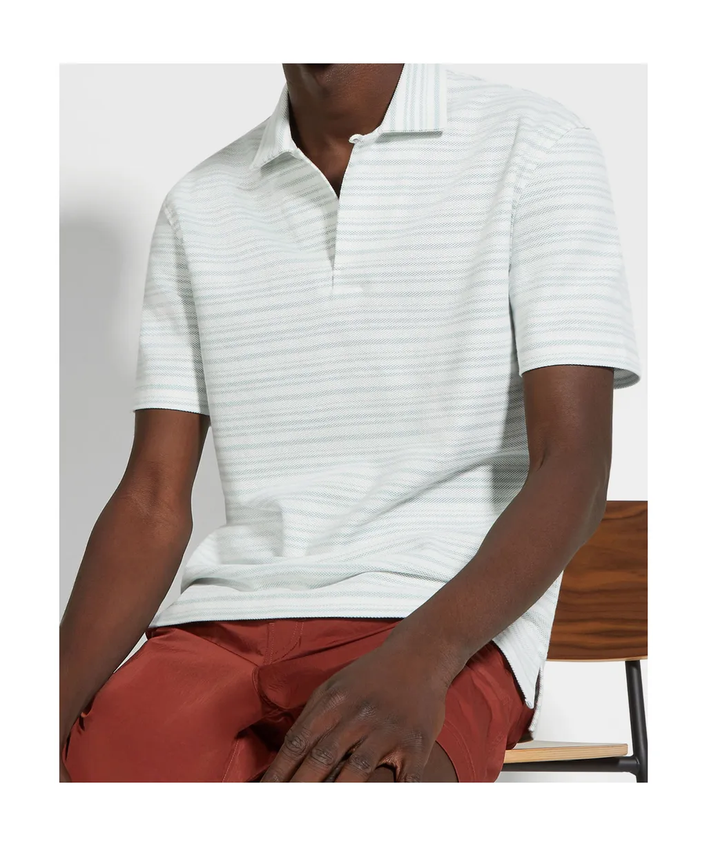 Striped Short-Sleeved Polo Shirt