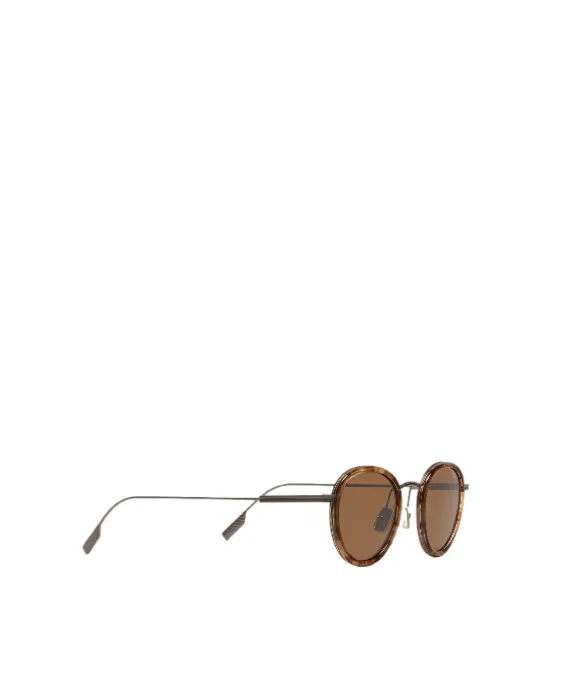 Striped Havana Titanium And Acetate Sunglasses