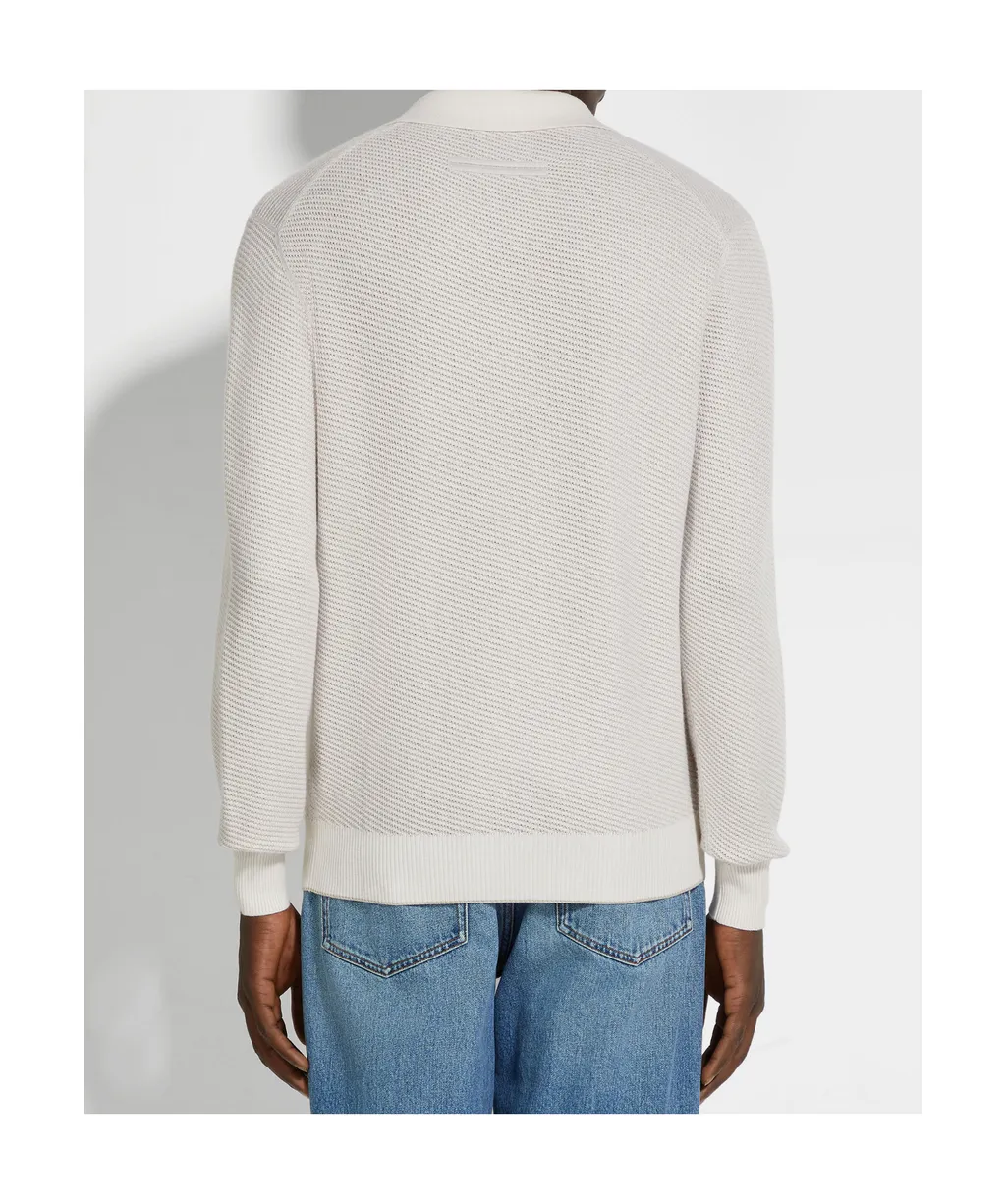 Long-Sleeved Knitted Polo Shirt