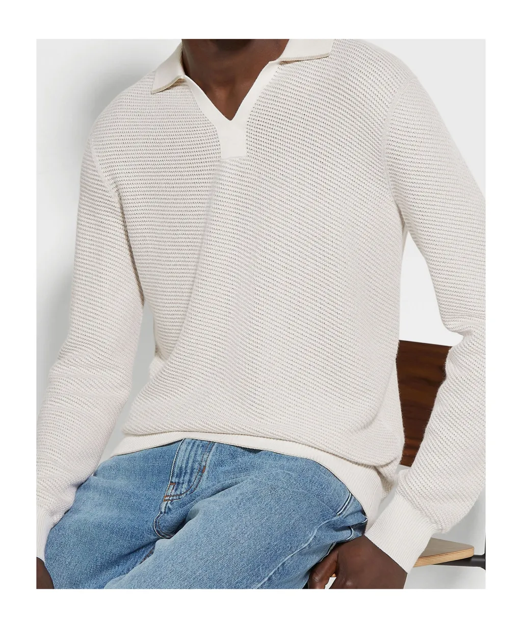 Long-Sleeved Knitted Polo Shirt