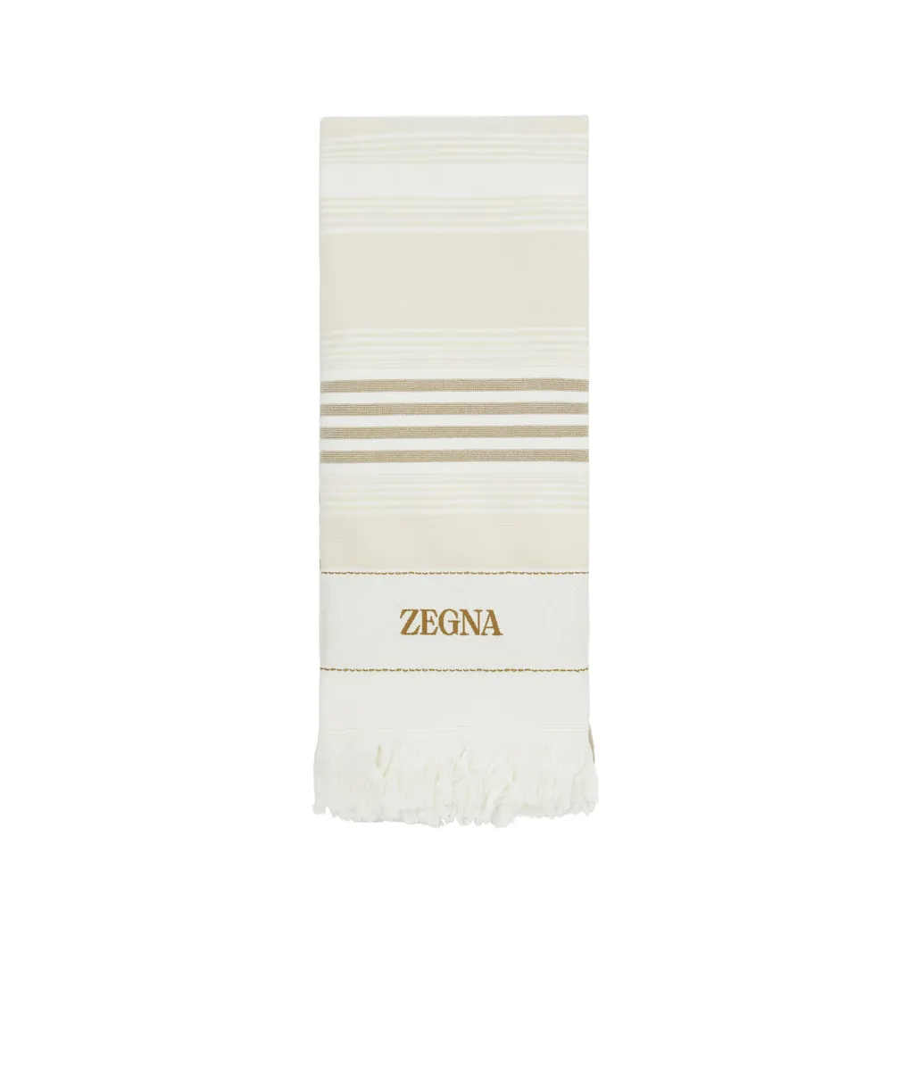 Logo Striped Beach Towel