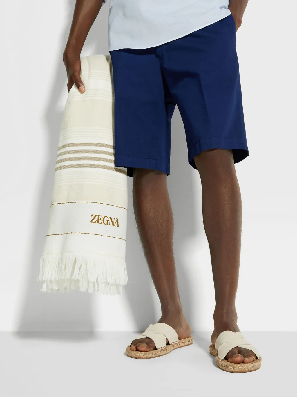 Logo Striped Beach Towel