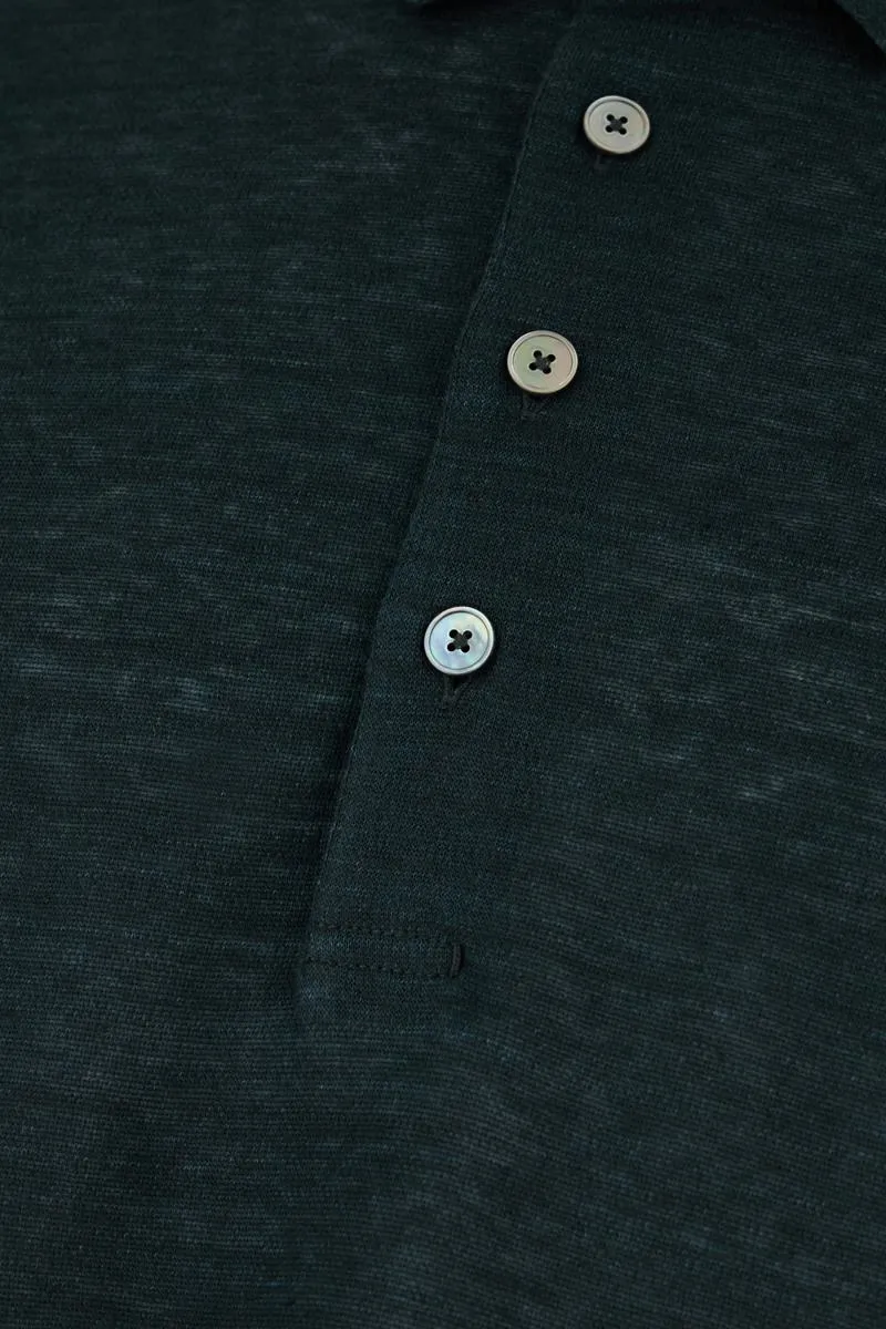 Linen Buttoned Polo Shirt