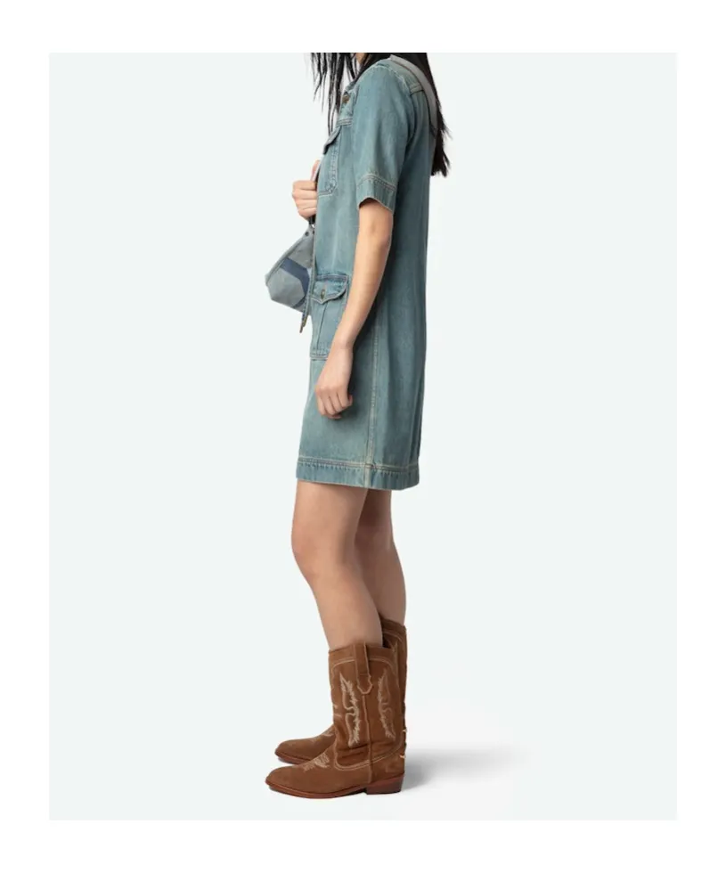 Short Sleeve Denim Dress
