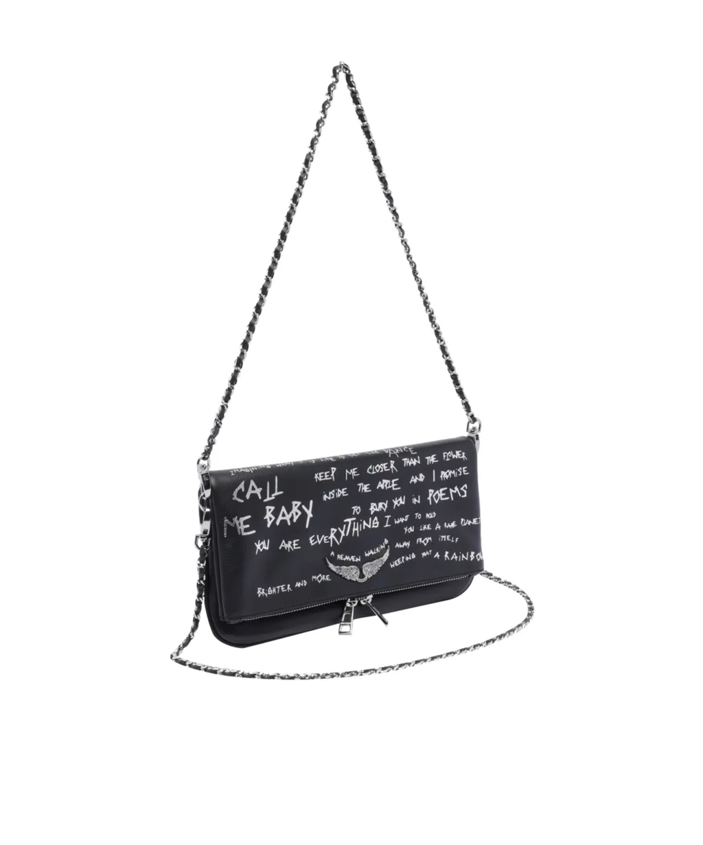 Graffiti Printed Fold-Over Shoulder Bag