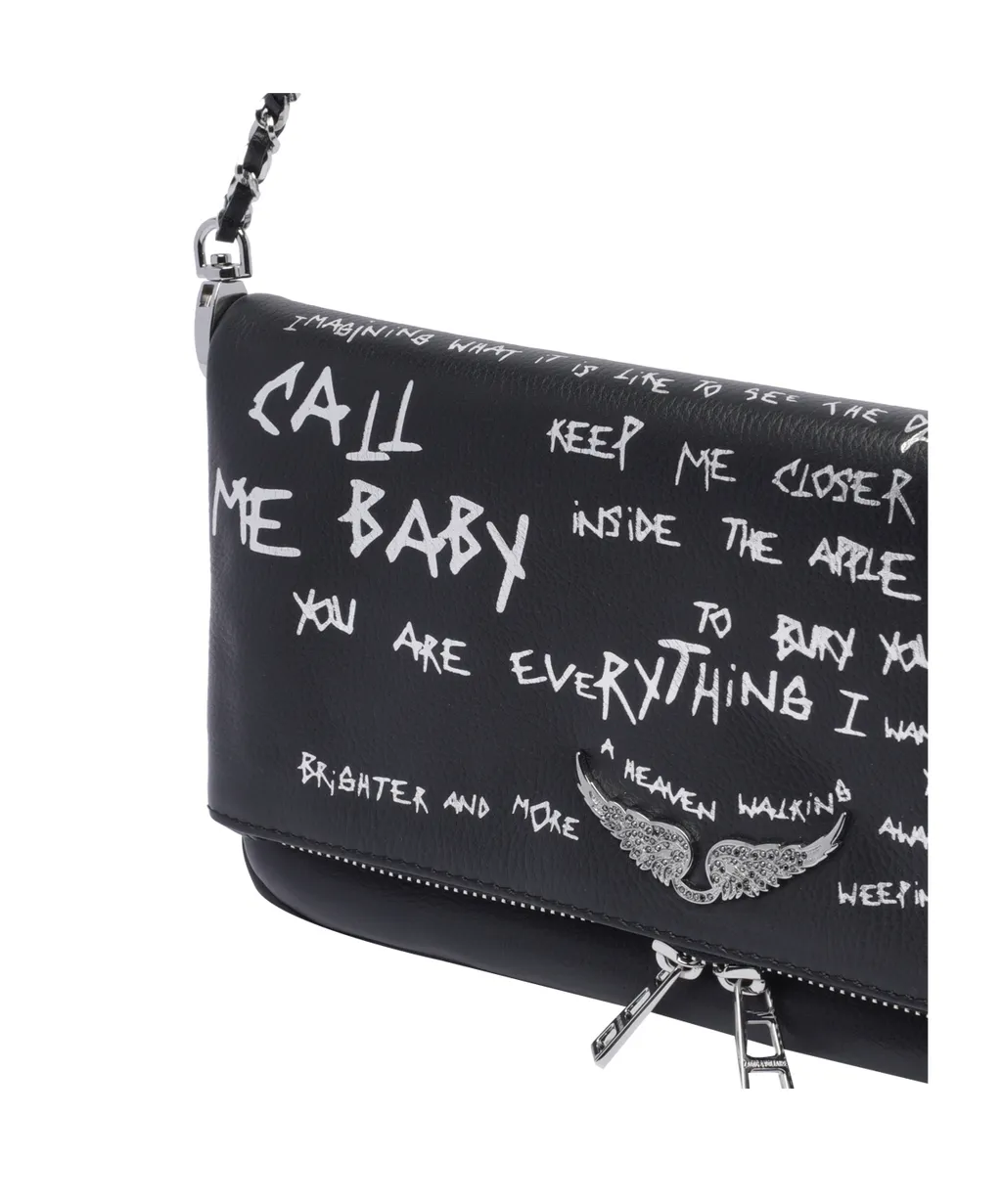 Graffiti Printed Fold-Over Shoulder Bag