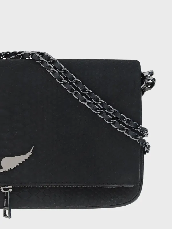 Logo Plaque Embossed Shoulder Bag