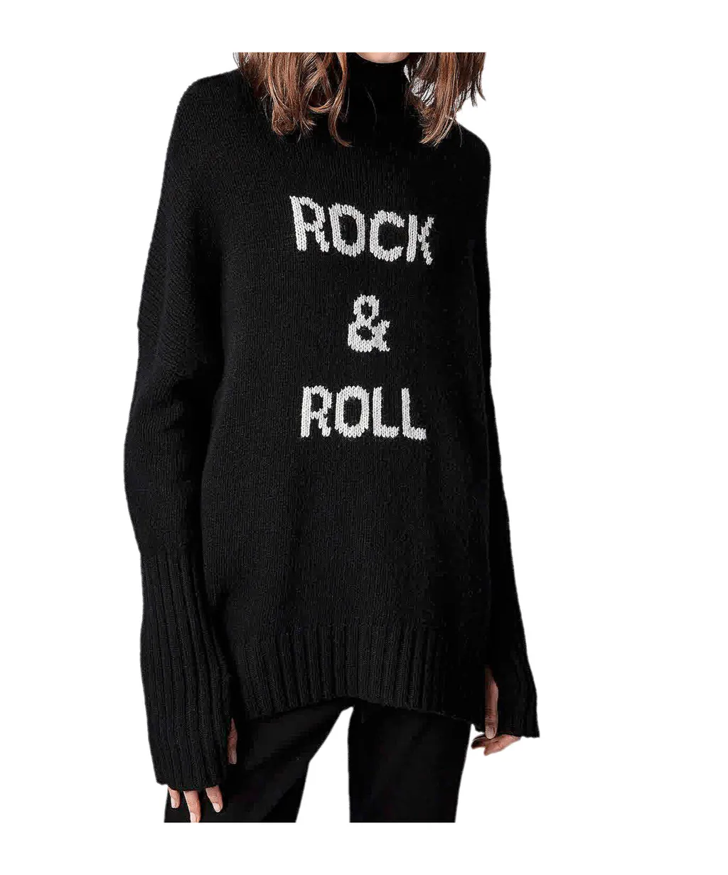 Funnel-Neck Intarsia-Knit Jumper