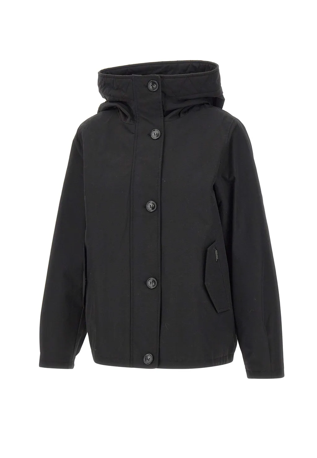 Hooded Buttoned Quilted Jacket