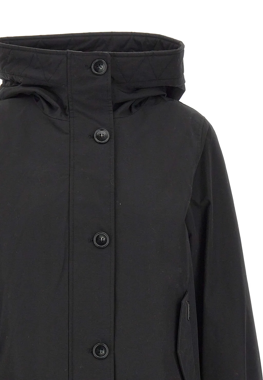 Hooded Buttoned Quilted Jacket