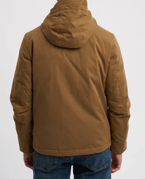 Logo Patch Hooded Coat