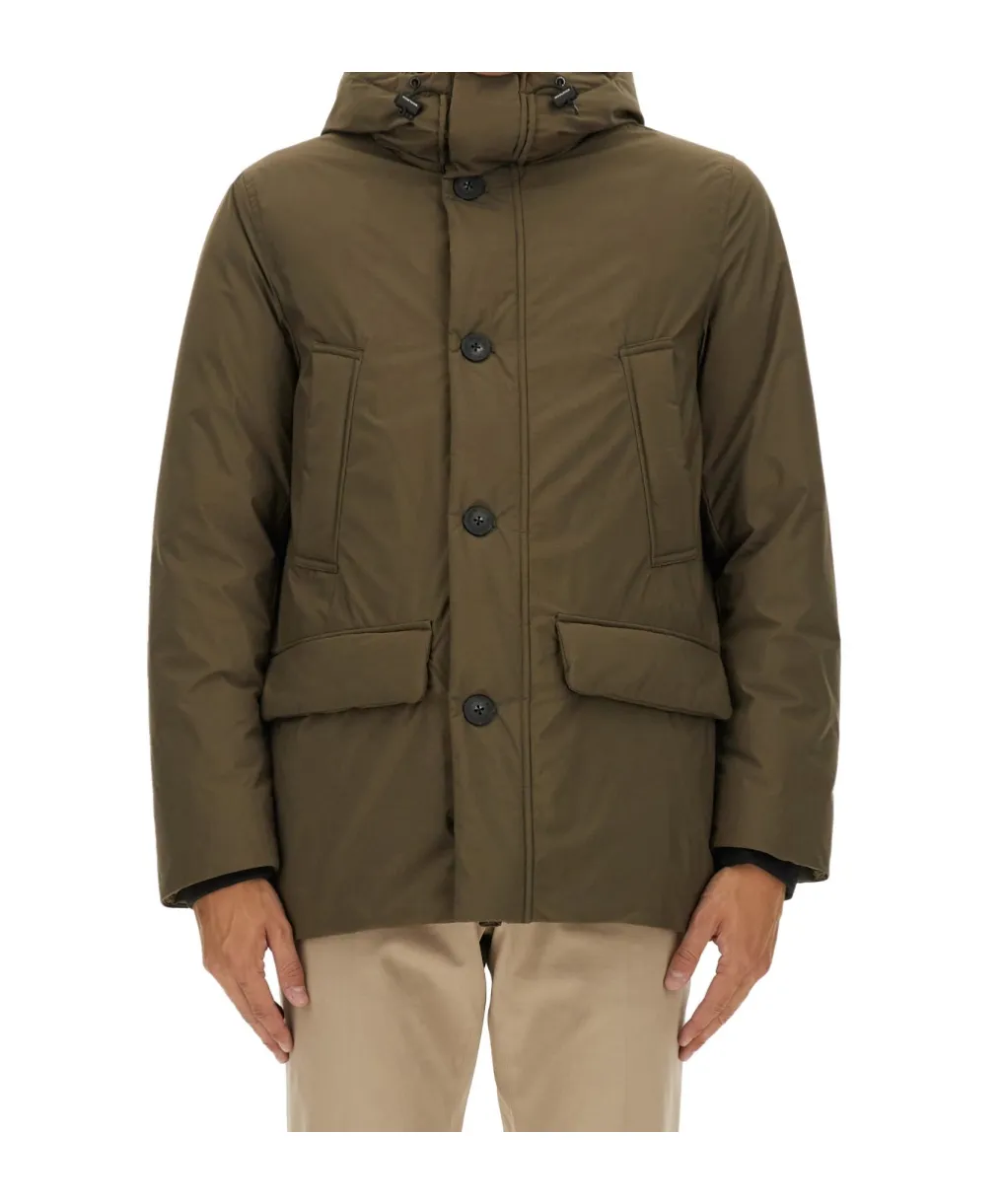 Hooded Button-Fastening Padded Jacket