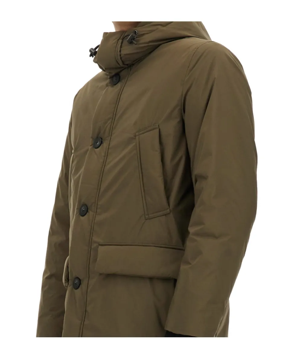 Hooded Button-Fastening Padded Jacket