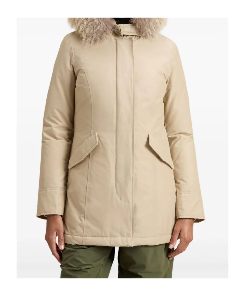 Hooded Down Coat With Detachable Fur Collar