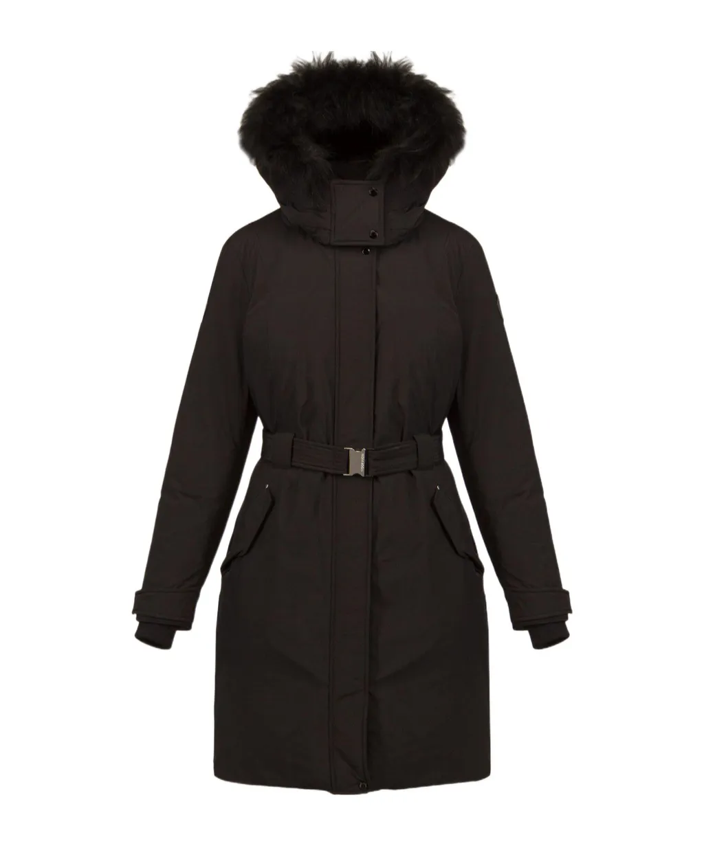 Belted Waist Hooded Padded Coat