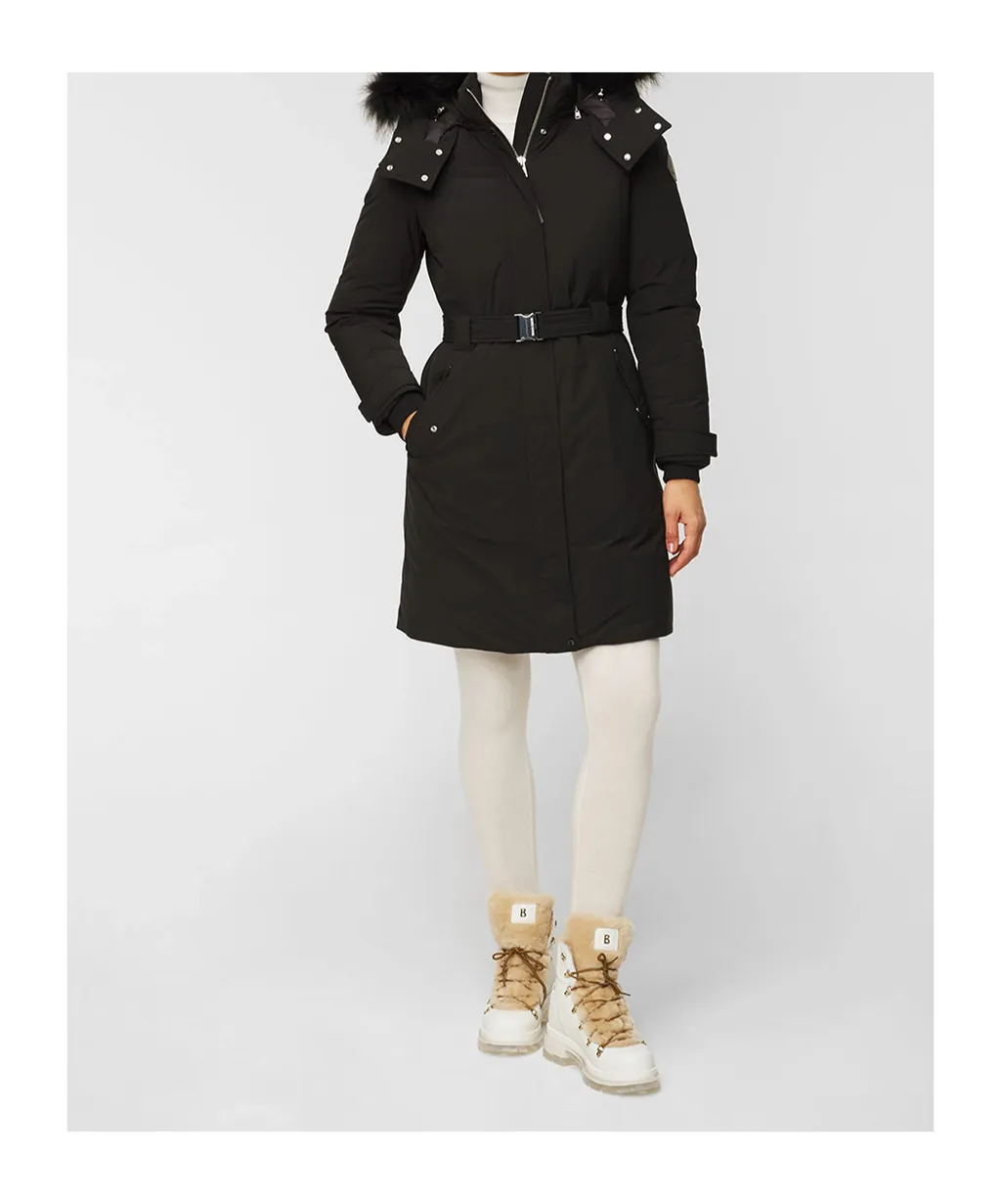 Belted Waist Hooded Padded Coat