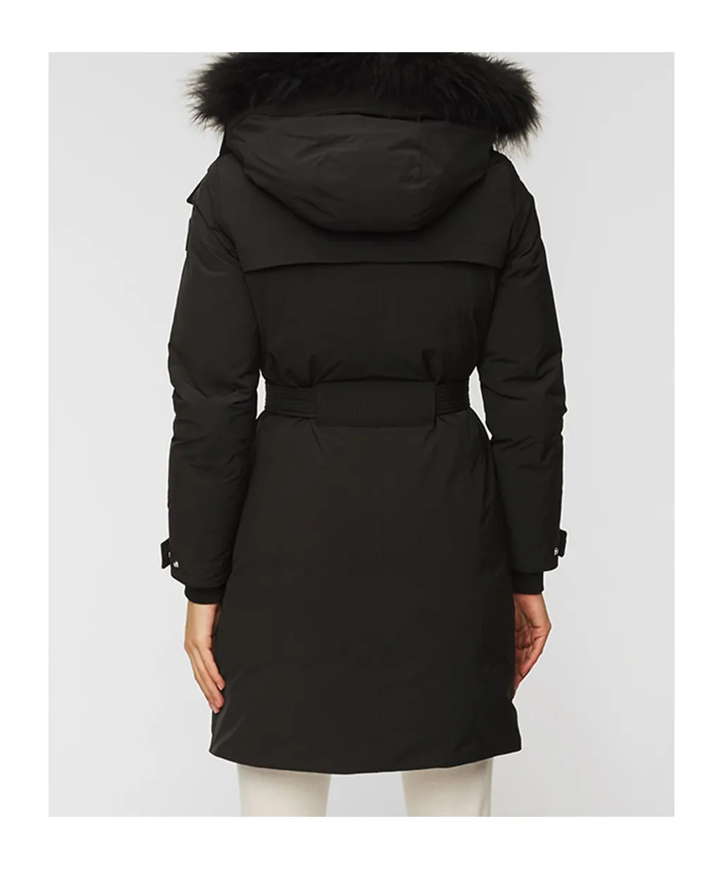 Belted Waist Hooded Padded Coat