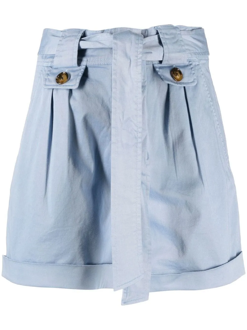 Tied-Waist Turn-Up Hem Shorts