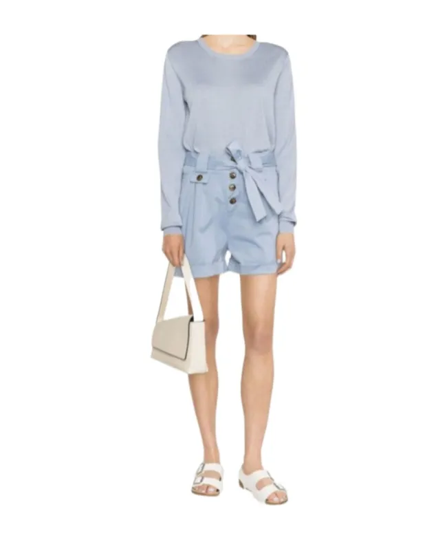 Tied-Waist Turn-Up Hem Shorts