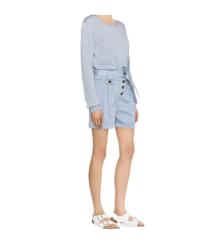 Tied-Waist Turn-Up Hem Shorts
