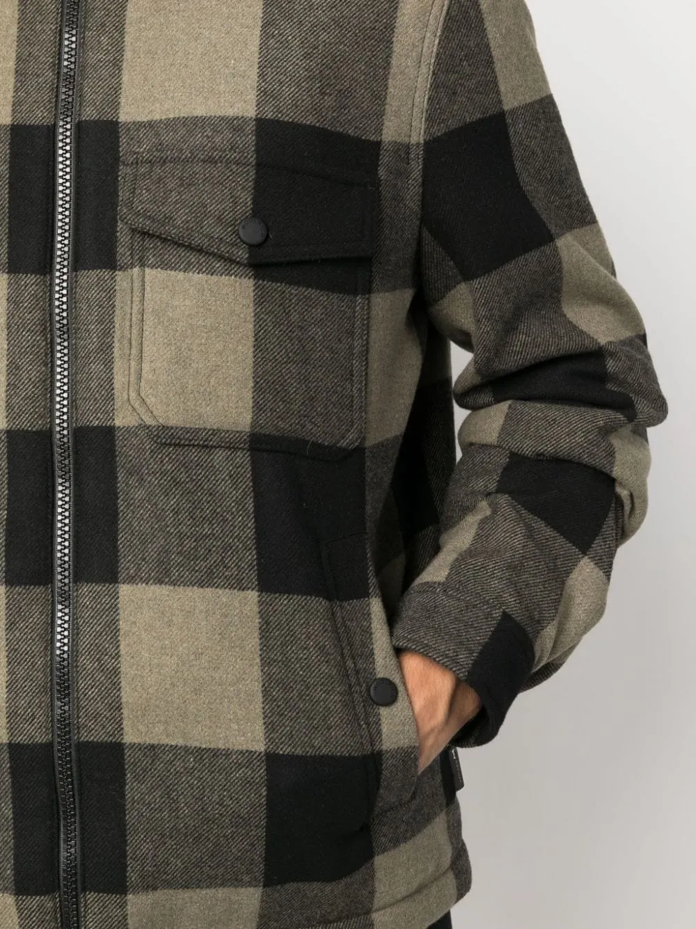Checked Zipped Shirt Jacket