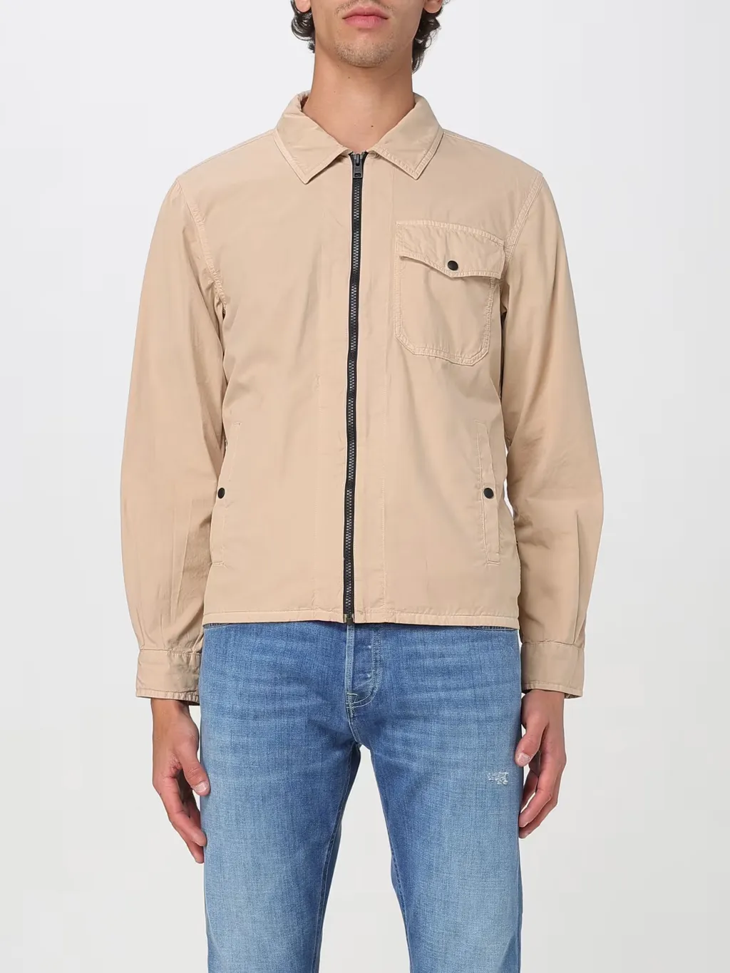 Zip-Up Long-Sleeved Overshirt
