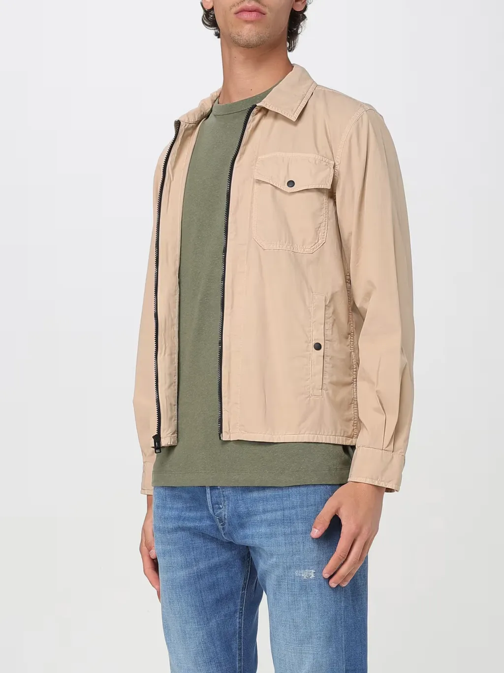 Zip-Up Long-Sleeved Overshirt