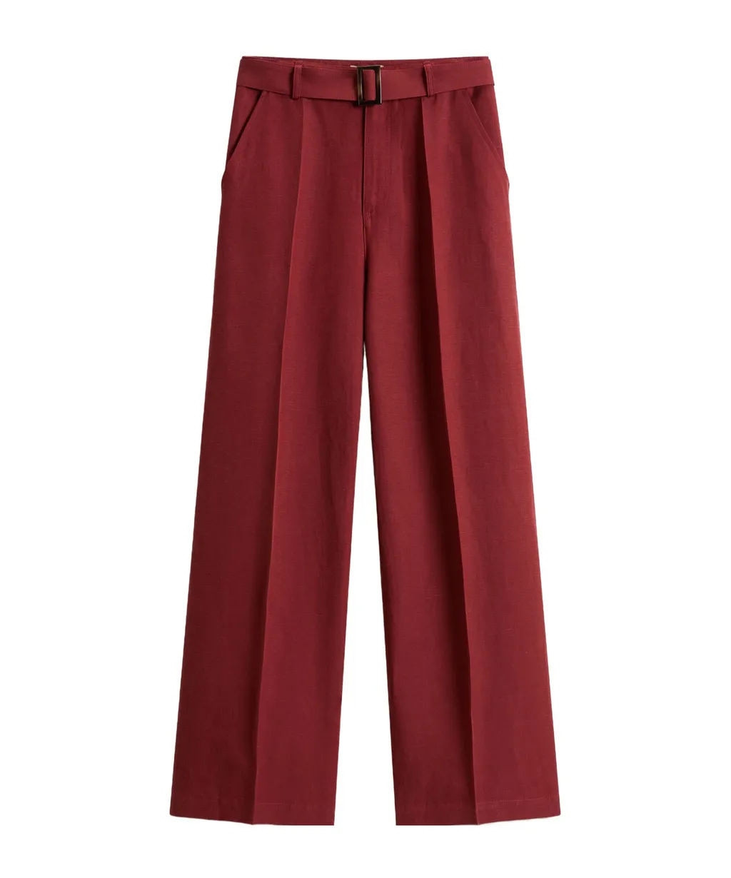 Belted Straight-Leg Trousers