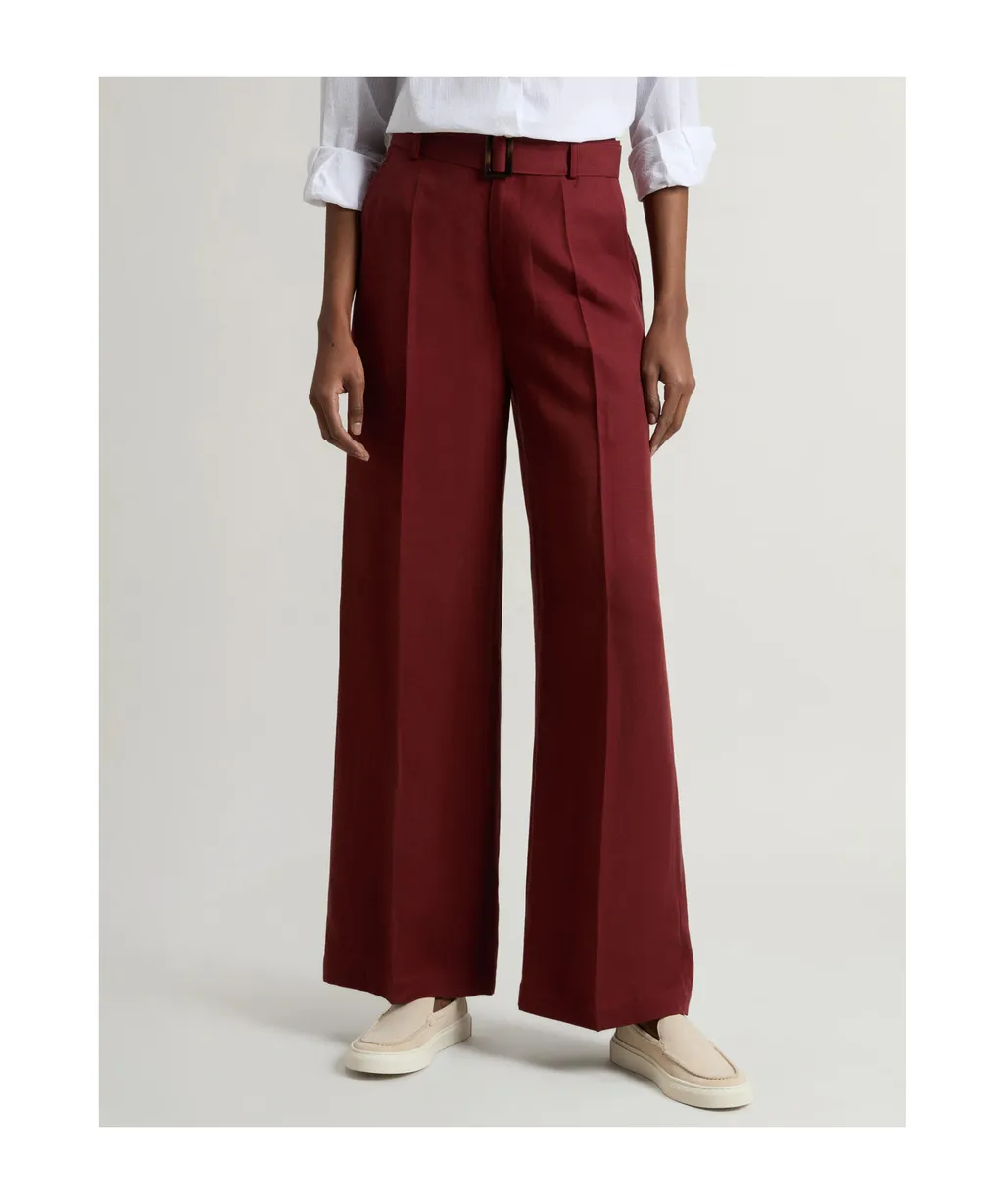 Belted Straight-Leg Trousers