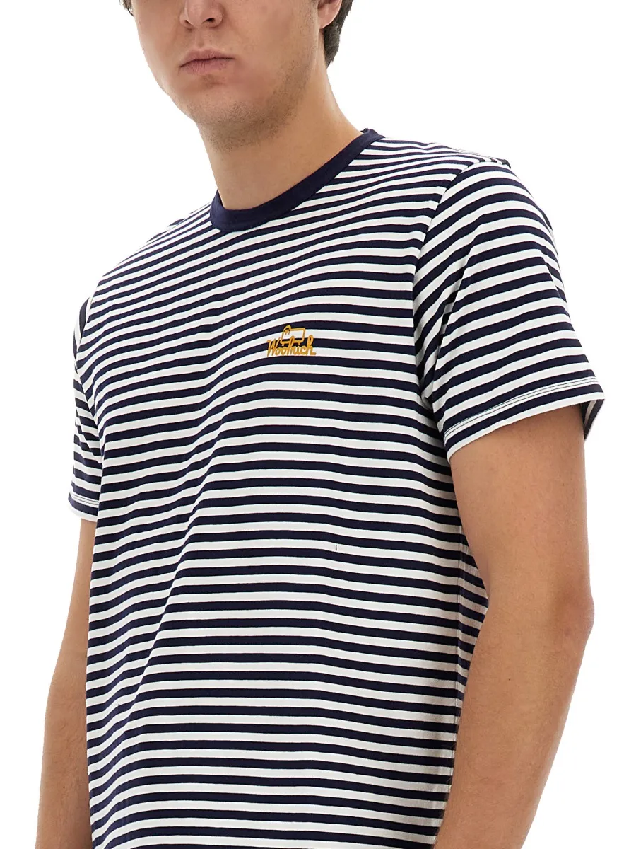 Logo Embroidered Striped T-Shirt