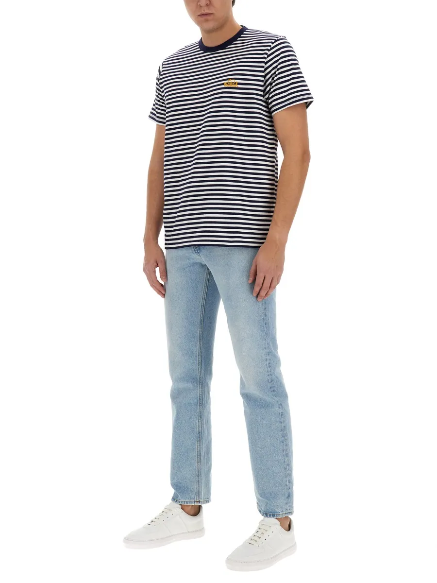 Logo Embroidered Striped T-Shirt