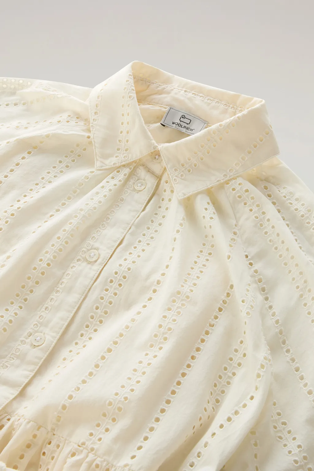 Broderie Anglaise Tied Waist Shirt Dress