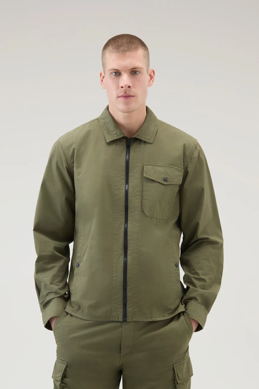 Zip-Up Long-Sleeved Overshirt
