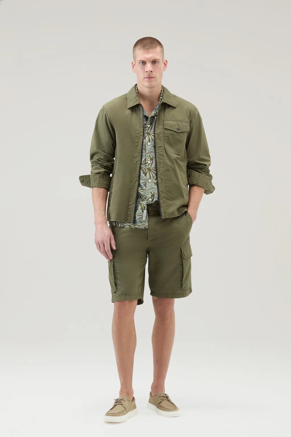 Zip-Up Long-Sleeved Overshirt