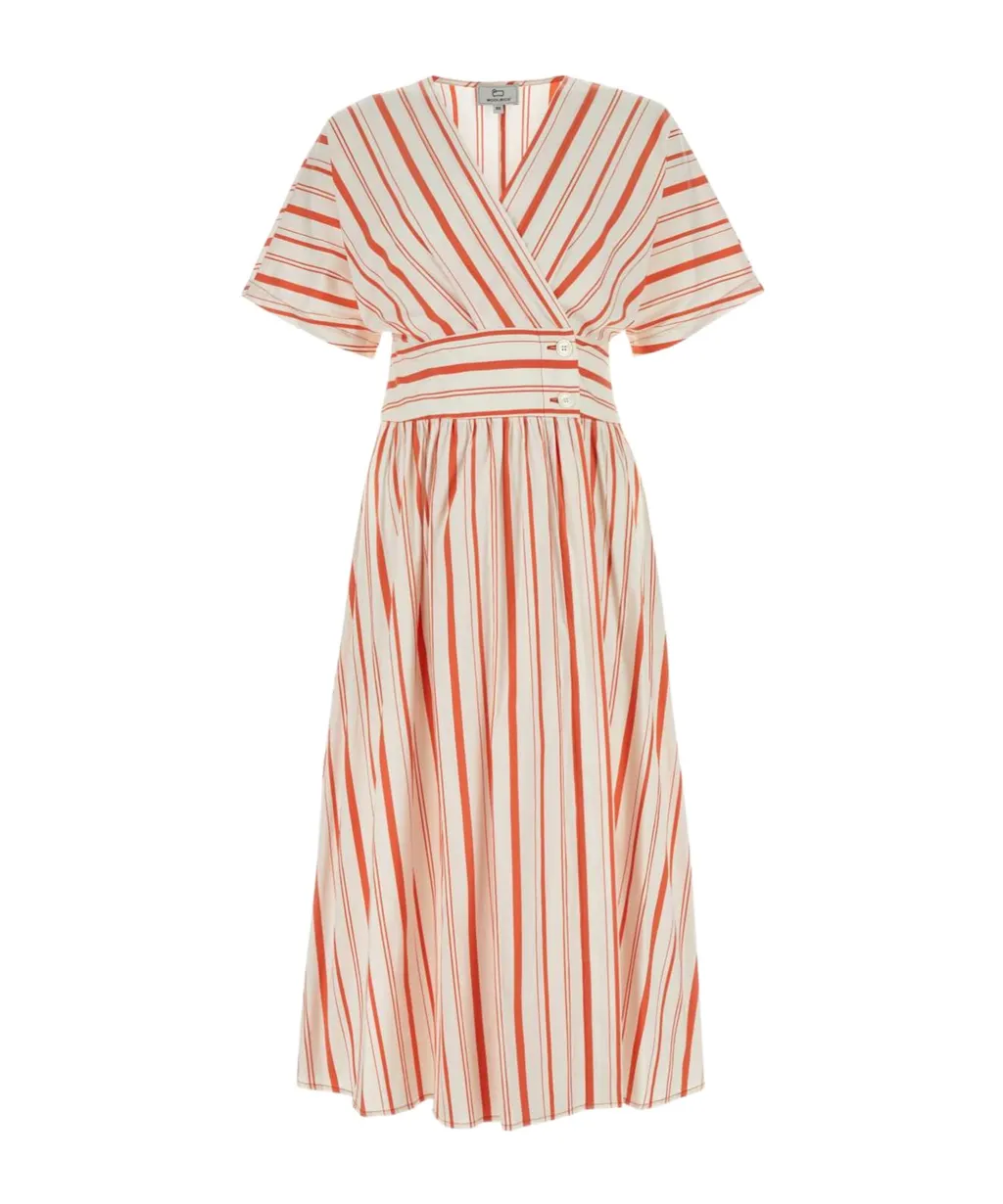 Striped V-Neck Short-Sleeved Dress